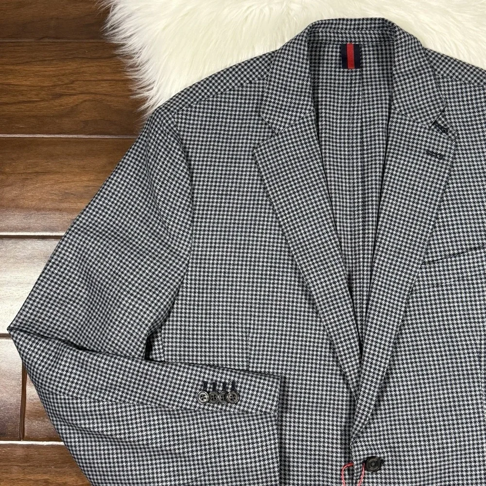 Cremieux Moon Fabric Houndstooth Blazer Jacket Mens Size XL Wool Cotton Cashmere